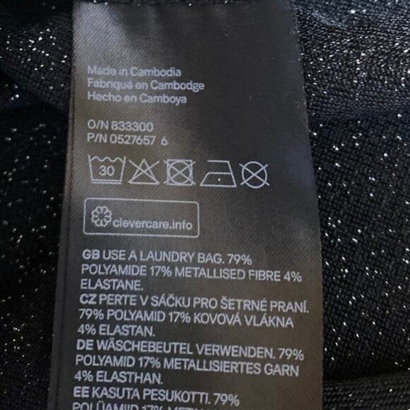 H&M Silver Metallic Long Sleeve Open Back Cutout Crew Neck Bodysuit Top Size S - Picture 5 of 5